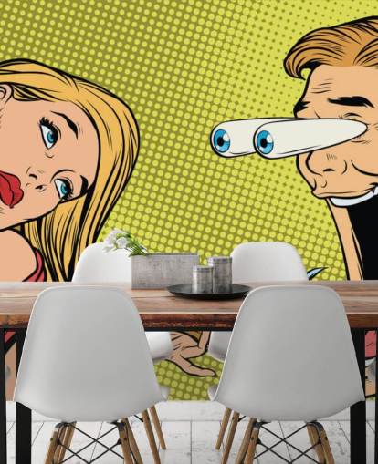 hombre babeando a mujer oop art fondo de pantalla