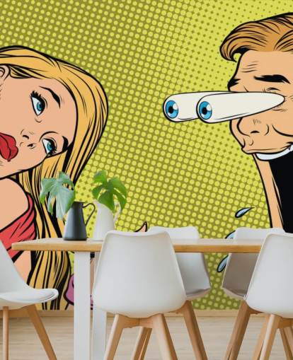 Mann sabbert Katze Frau Pop Art Tapete Mann sabbert Katze Frau Pop Art Tapete