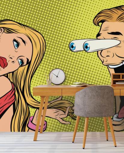 homem babando na mulher oop art wallpaper