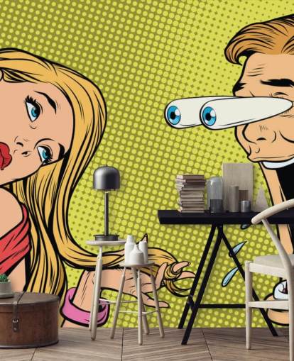 hombre babeando a mujer oop art fondo de pantalla