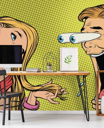 man drooling at woman oop art wallpaper man drooling at woman oop art wallpaper