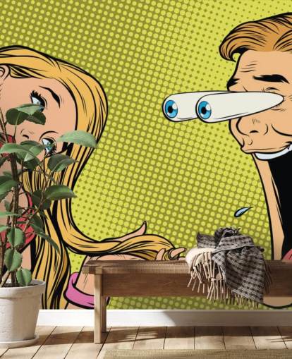 man drooling at woman oop art wallpaper