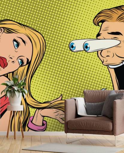 Mann sabbert Katze Frau Pop Art Tapete Mann sabbert Katze Frau Pop Art Tapete