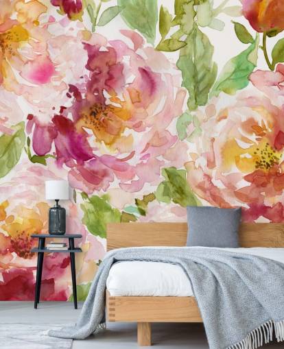 Papel pintado floral atrevido y hermoso