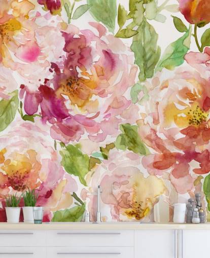 Djärv och vacker blommig tapet Väggmålning