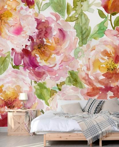 Papel pintado floral atrevido y hermoso