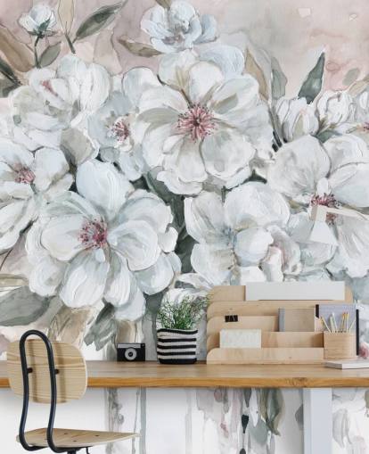 Blozende bouquet muurschildering van Carol Robinson