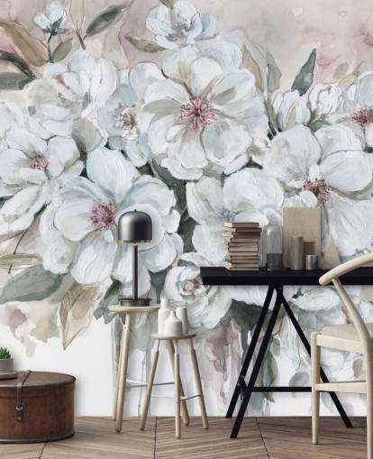 Mural de buquê de rubor por Carol Robinson
