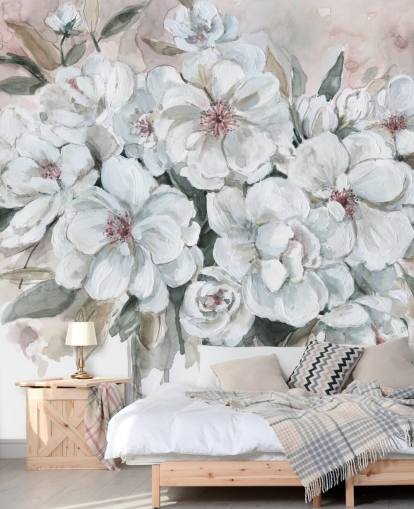 Blozende bouquet muurschildering van Carol Robinson