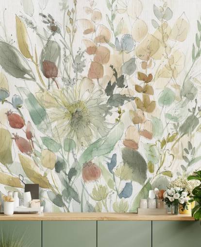 pastellimuokattava kukka-taustakuvamaalaus nimeltä Linen Wildflower, kirjoittanut Carol Robinson makuuhuoneisiin