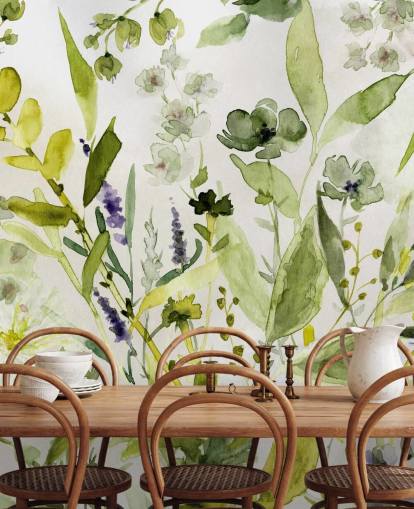 grüne, personalisierbare Pflanzentapete namens Olive Green Plants von Carol Robinson für Küchen