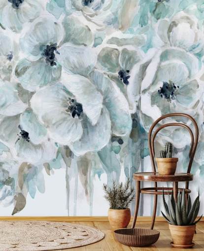 Teal Harmony 2 Wallpaper Mural by Carol Robinson