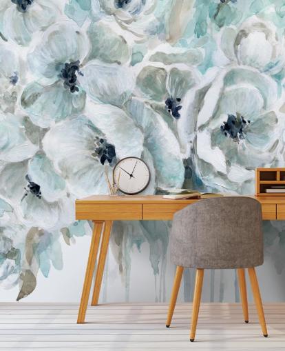 Teal Harmony 2 Wallpaper Mural by Carol Robinson