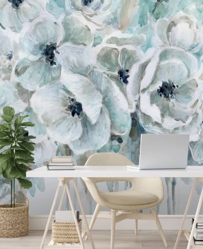 Teal Harmony 2 behang muurschildering van Carol Robinson