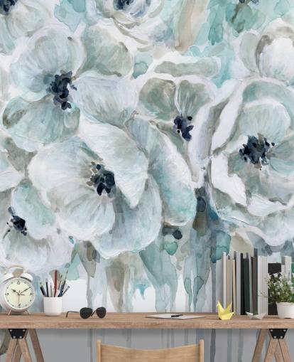 Teal Harmony 2 Wallpaper Mural by Carol Robinson