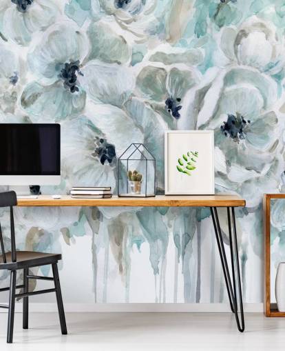 Teal Harmony 2 Wallpaper Mural by Carol Robinson