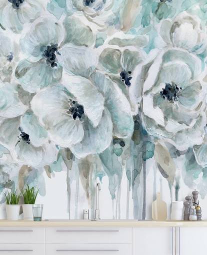 Teal Harmony 2 Wallpaper Mural by Carol Robinson