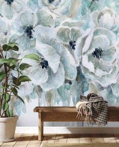 Teal Harmony 2 Wallpaper Mural by Carol Robinson