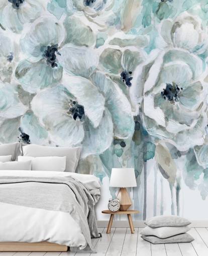 Teal Harmony 2 Bakgrunn Mural av Carol Robinson