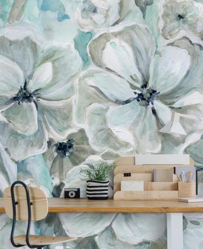 Teal Harmony Wallpaper Mural by Carol Robinson