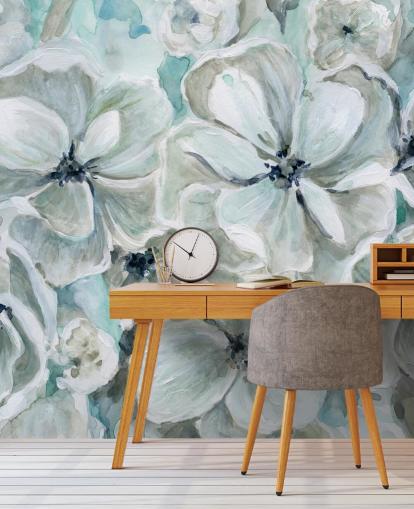 Teal Harmony Wallpaper Mural by Carol Robinson