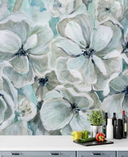 Teal Harmony Wallpaper Mural by Carol Robinson