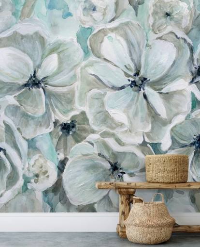 Teal Harmony behang muurschildering van Carol Robinson