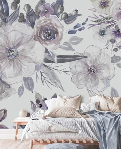 Purple Flowers Behang van Carol Robinson