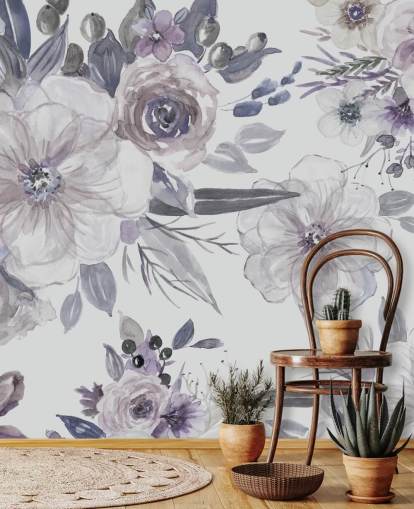 Papier peint fleurs violettes par Carol Robinson