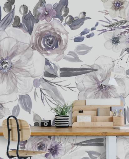 Papel Pintado Flores Moradas de Carol Robinson