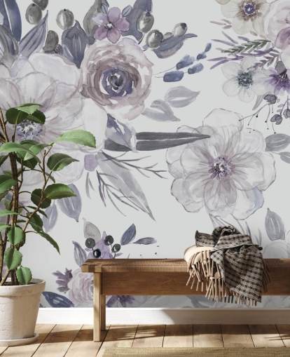 Purple Flowers Behang van Carol Robinson Purple Flowers Behang van Carol Robinson