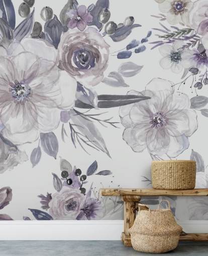 Papel de parede flores roxas por Carol Robinson Papel de parede flores roxas por Carol Robinson