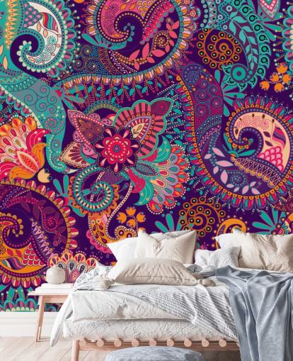 Groovy Paisley Colourful Wallpaper