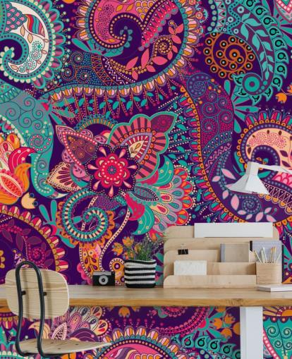 Cachemira Groovy Papel pintado colorido