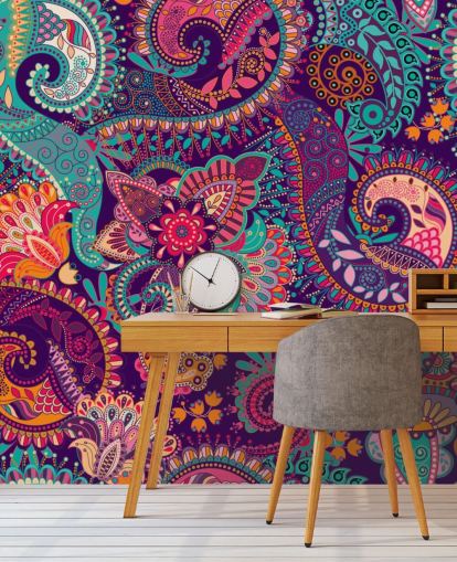 Paisley bacana Papel de parede colorido