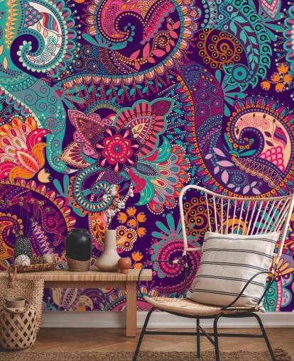 Groovy Paisley Colourful Wallpaper