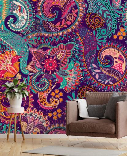 Motif cachemire Groovy Papier peint coloré Motif cachemire Groovy Papier peint coloré