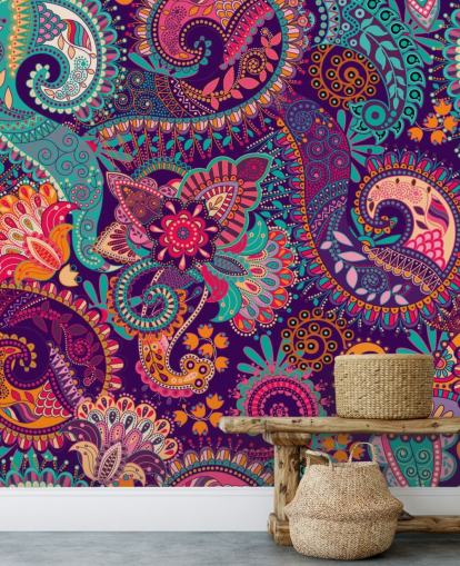 Groovy Paisley Colourful Wallpaper Groovy Paisley Colourful Wallpaper