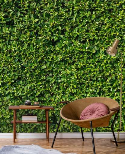 Papel pintado de pared verde frondoso