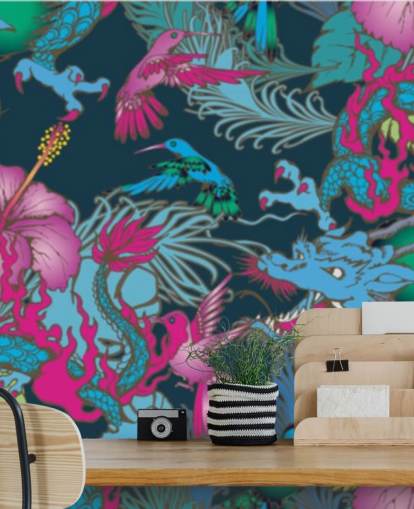 papel tapiz de tatuaje de dragón azul