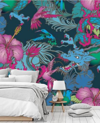 papel tapiz de tatuaje de dragón azul