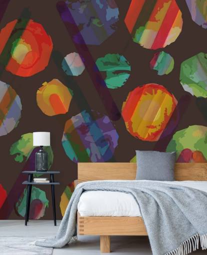 Mural de recortes coloridos por Shandra Smith