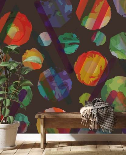 Mural de recortes coloridos por Shandra Smith