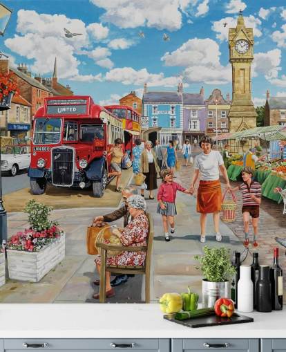 Decorazione murale con viaggio nei negozi di Trevor Mitchell Decorazione murale con viaggio nei negozi di Trevor Mitchell