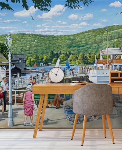 Peinture murale Bowness Pier Windermere par Trevor Mitchell