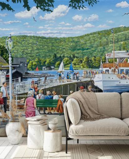 Peinture murale Bowness Pier Windermere par Trevor Mitchell