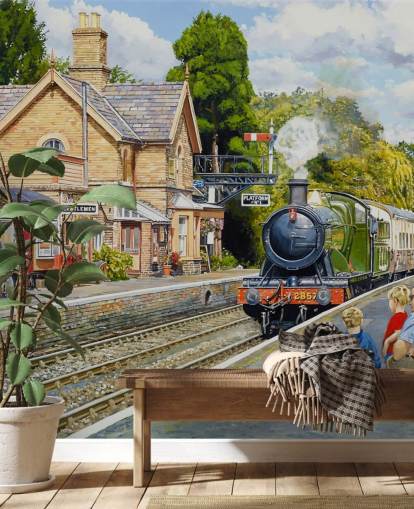 Hampton Loade Severn Valley jernbane veggmaleri Hampton Loade Severn Valley jernbane veggmaleri