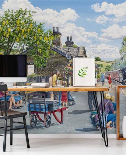 Décoration murale de la gare d'Oakworth par Trevor Mitchell Décoration murale de la gare d'Oakworth par Trevor Mitchell