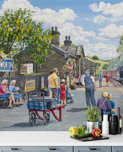 Mural da Parede da Estação Oakworth por Trevor Mitchell Mural da Parede da Estação Oakworth por Trevor Mitchell