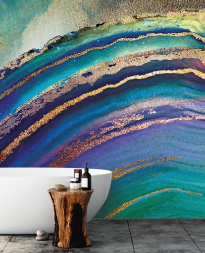 Rainbow Agate-eilandmuurschildering van Lara Skinner Rainbow Agate-eilandmuurschildering van Lara Skinner